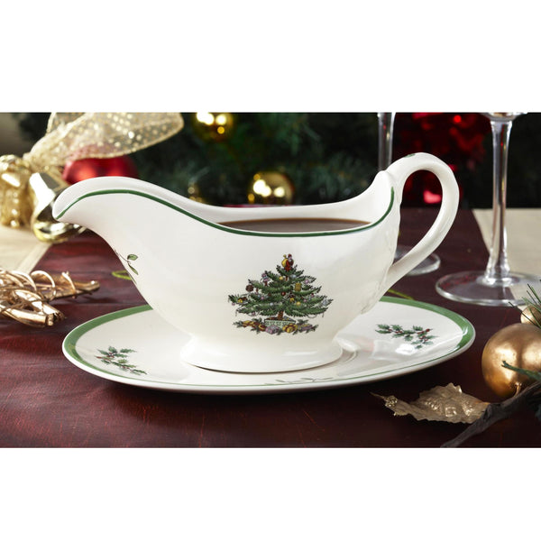 Spode Christmas Tree Sauce Boat & Stand
