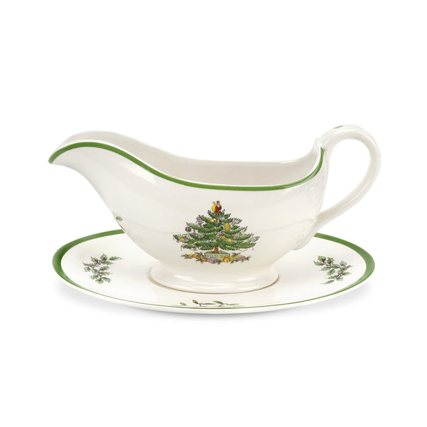 Spode Christmas Tree Sauce Boat & Stand