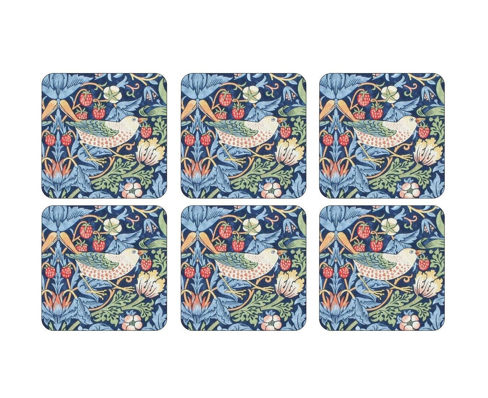 Pimpernel William Morris Strawberry Thief Blue Coasters Set of 6