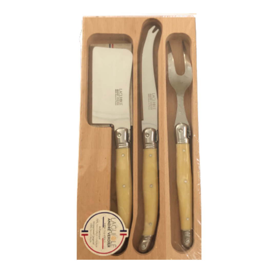 Laguiole Cheese Set With Fork - Faux Horn