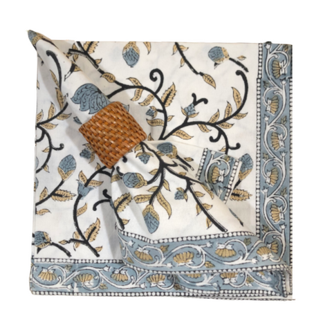 Silvery Blue Floral Napkin