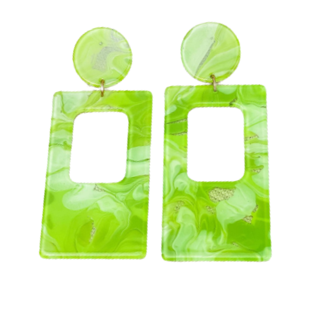 Groovy Dangle Earrings - Green