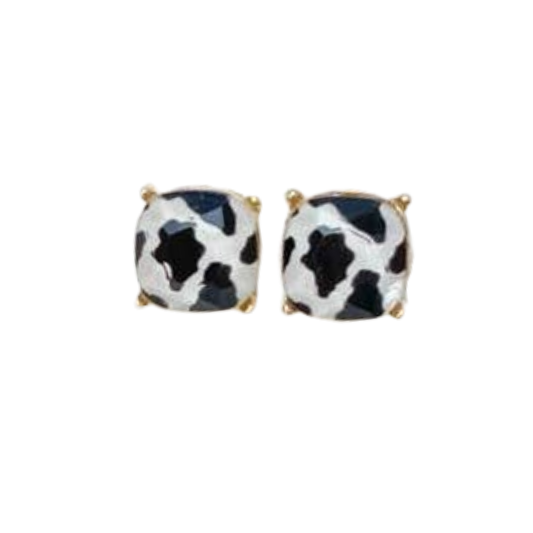 Cow Print Stud Earrings