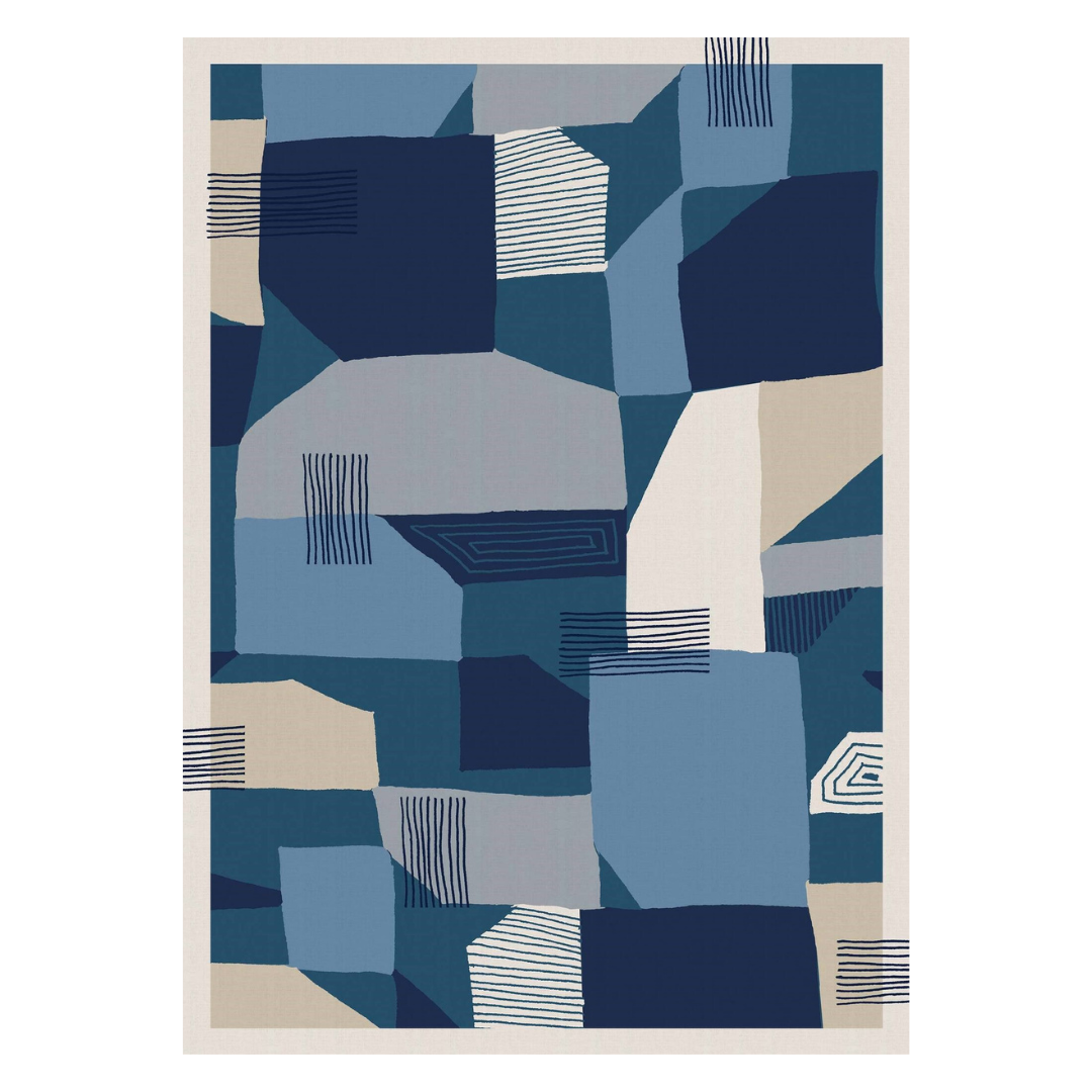 Blue Colour Block Rug