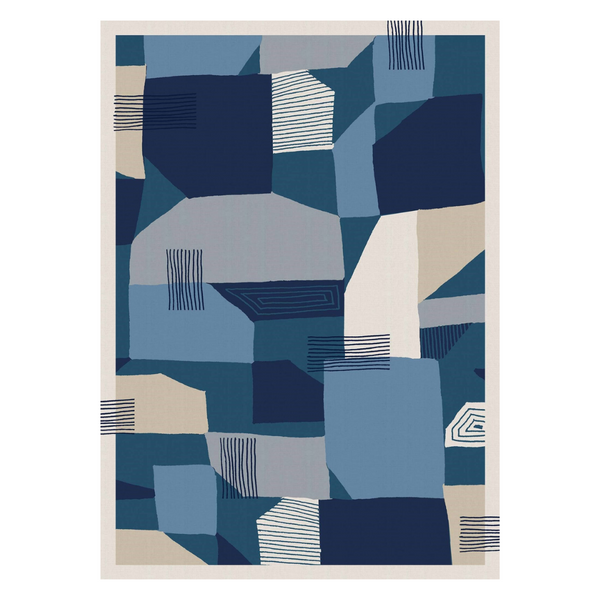 Blue Colour Block Rug