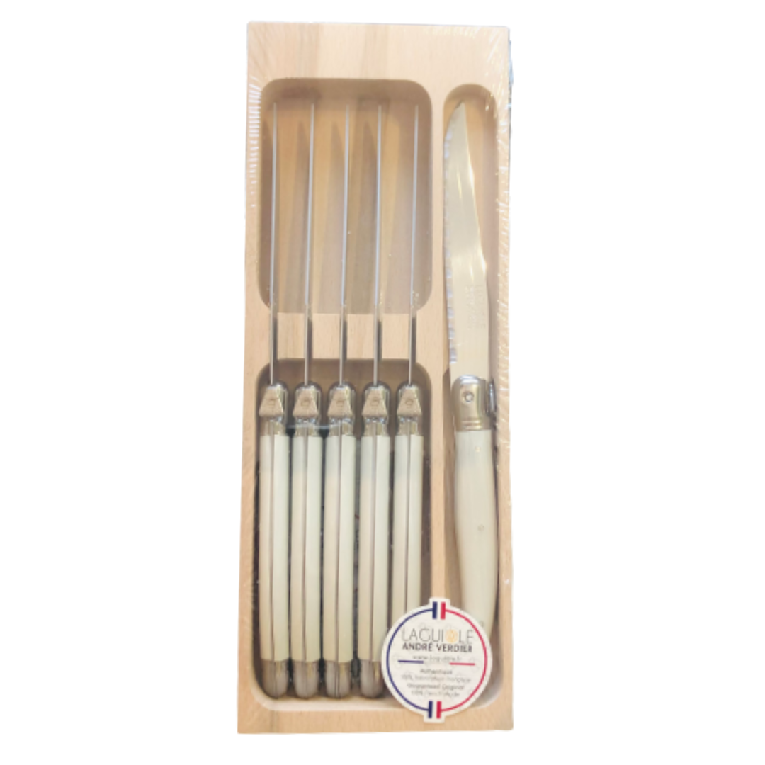 Laguiole French Steak Knives - White