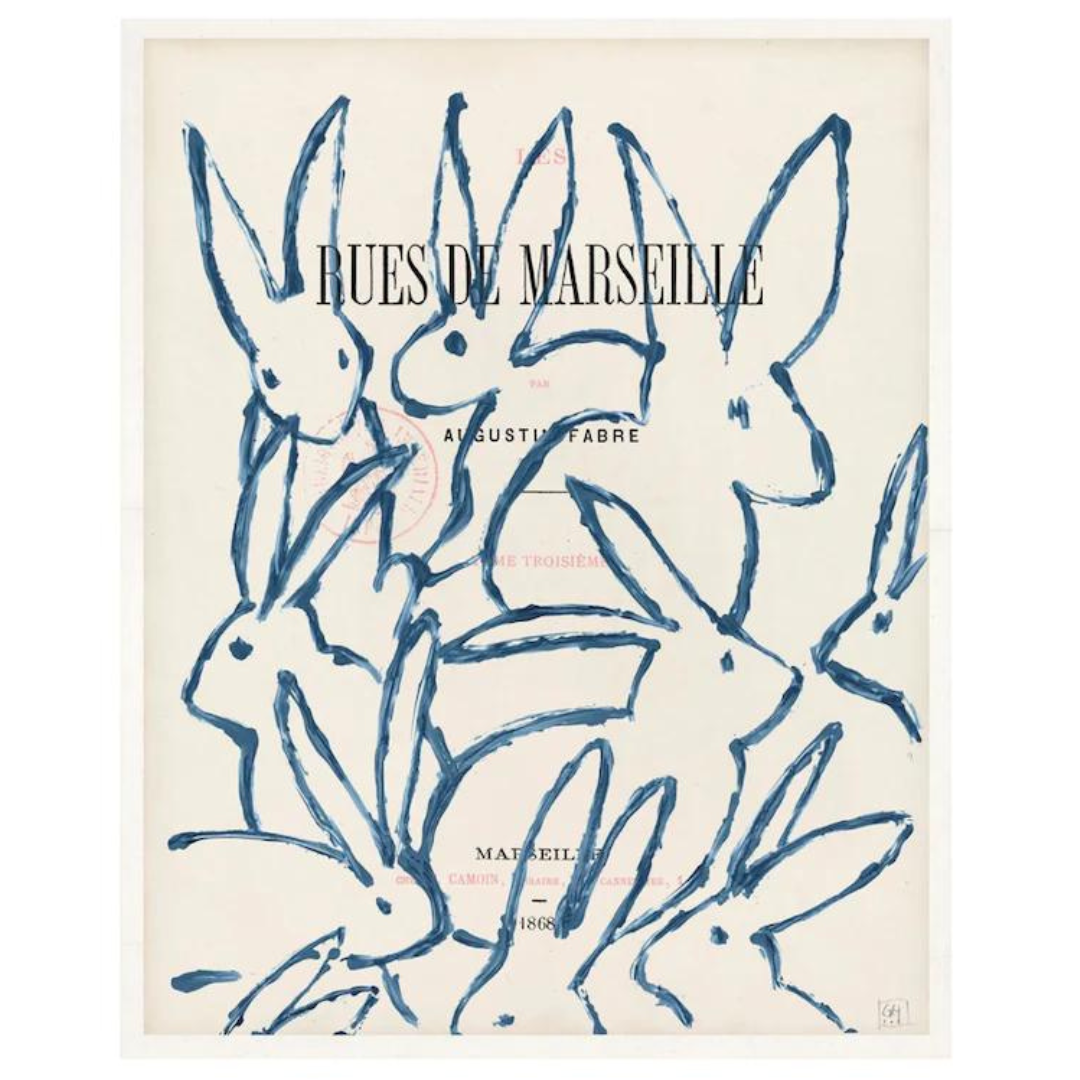 Large Parisienne Page Bunny Print - White Frame