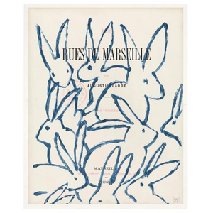 Large Parisienne Page Bunny Print - White Frame