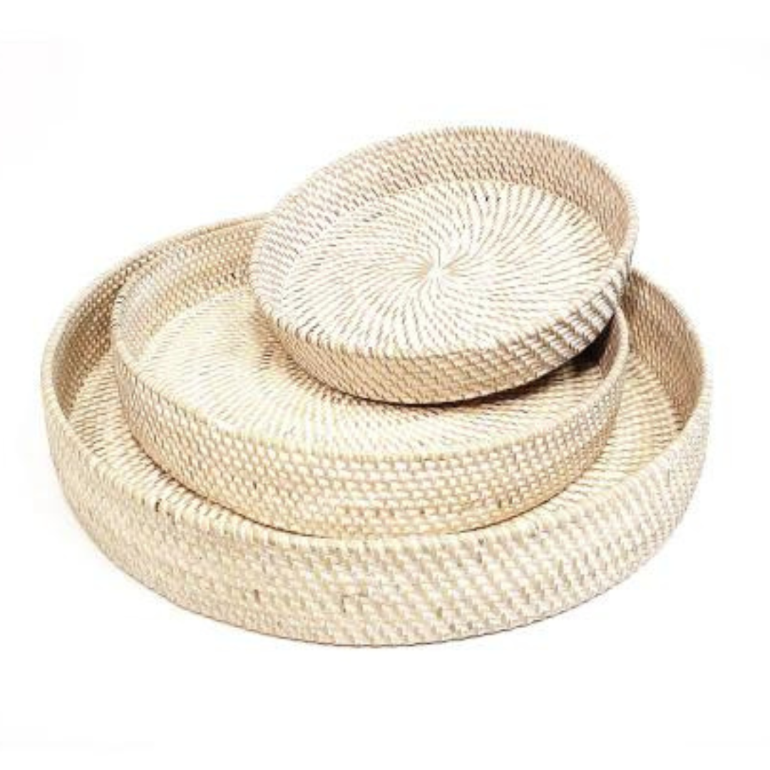 Rattan Trays - Whitewashed
