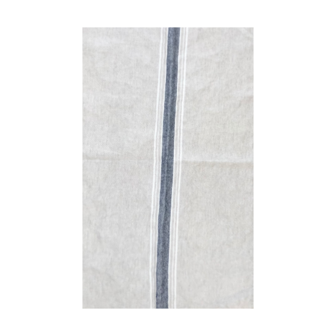 Casa Beige/White & Navy Stripes Linen Tea/Hand Towel