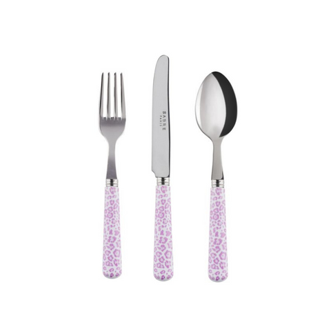 Children's Cutlery Set - Pink Leopard