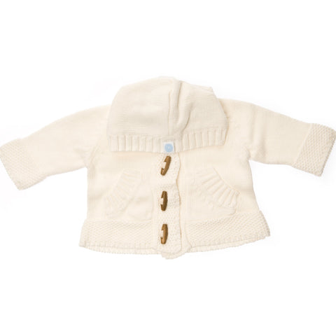 Baby Knit Hoodie in Ivory