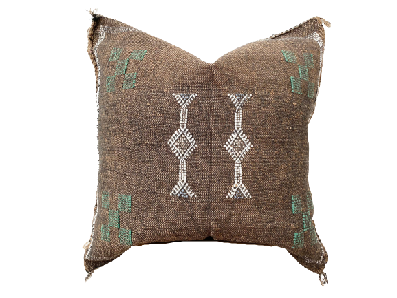 Silk Sabra Moroccan Pillow In Brown