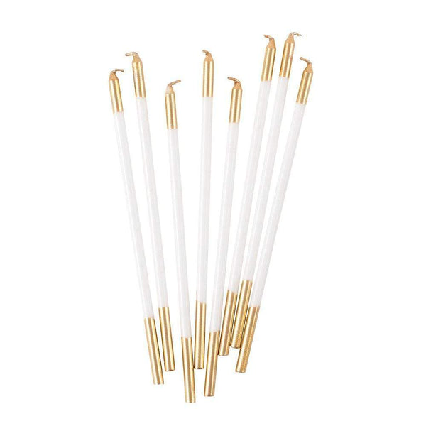 Slim Birthday Candles in White & Gold