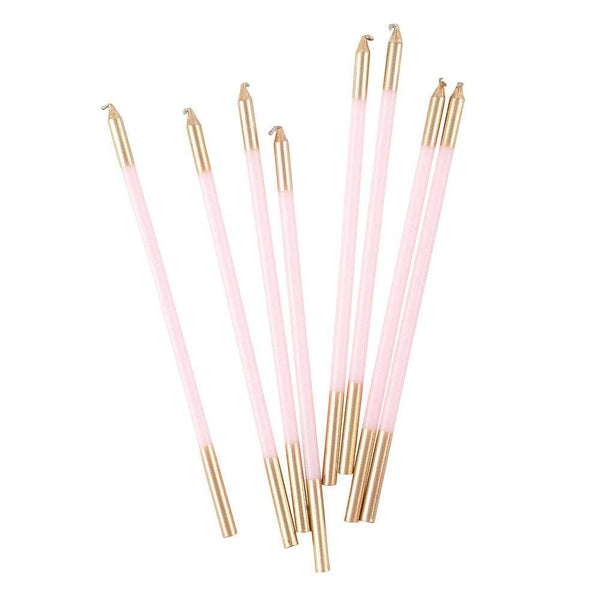Slim Birthday Candles in Petal Pink & Gold