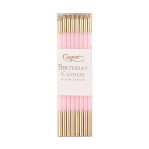 Slim Birthday Candles in Petal Pink & Gold