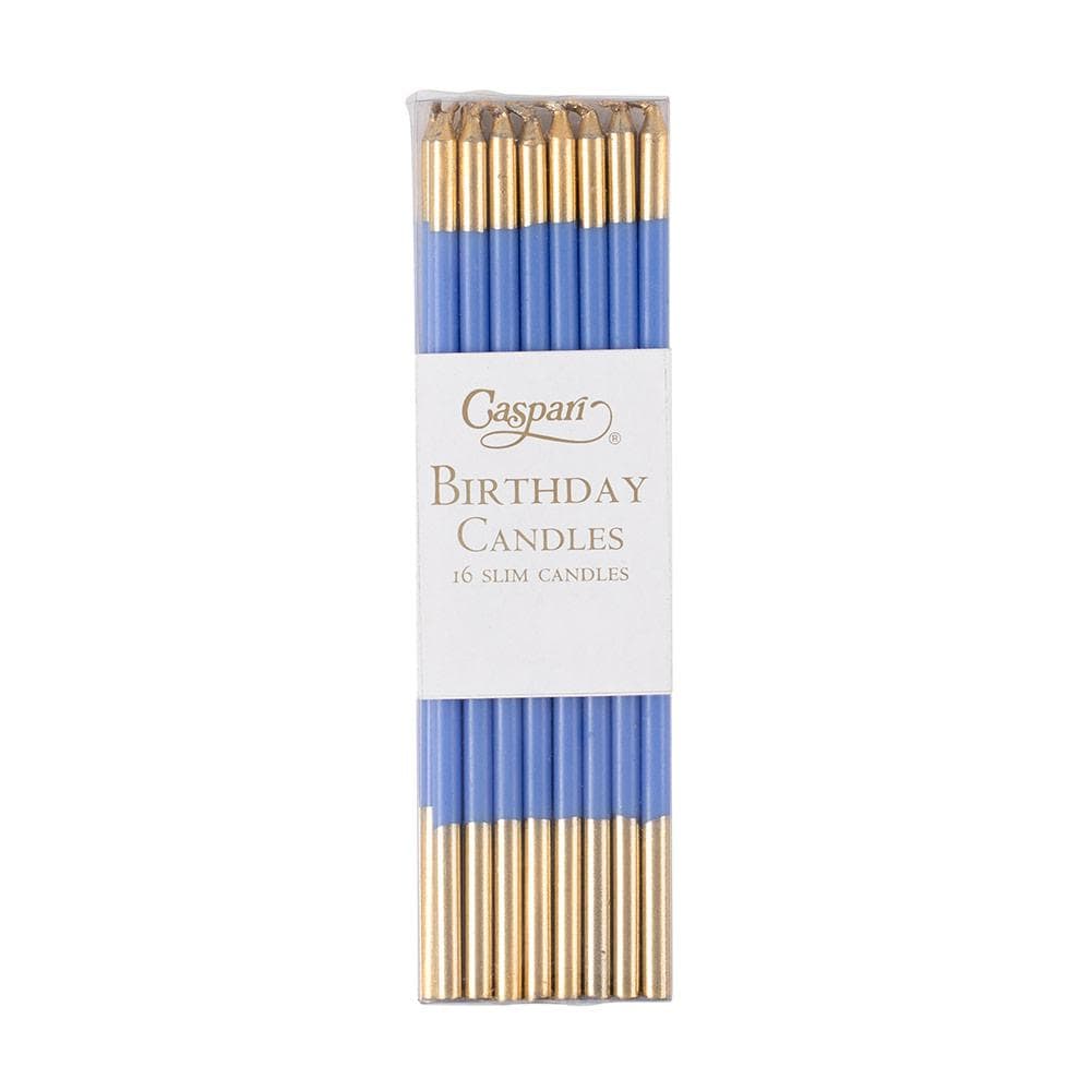 Slim Birthday Candles in French Blue & Gold