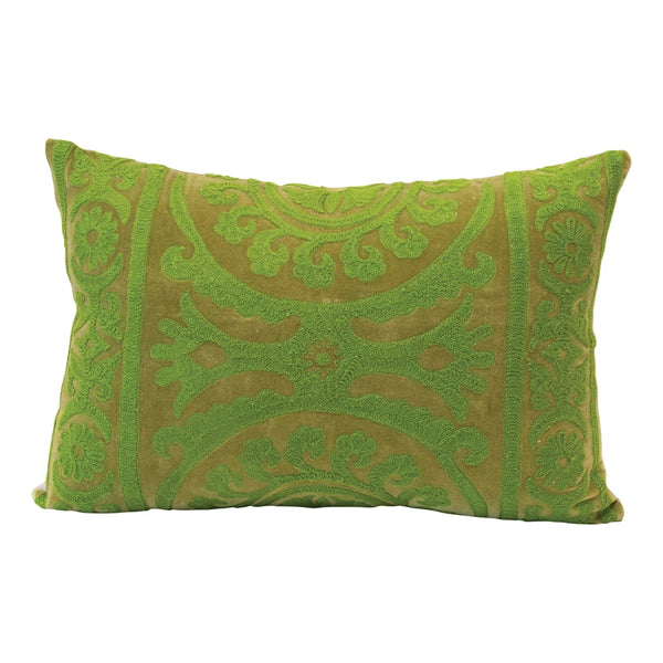 Green Velvet Lumbar Pillow
