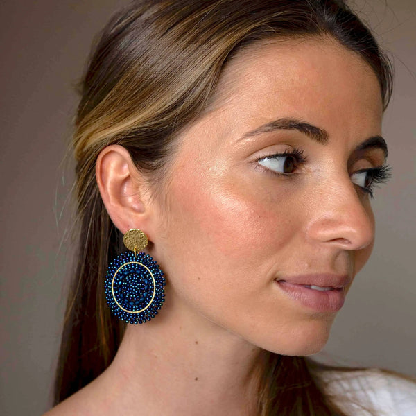 Mini Espagnola Earrings - Navy Blue