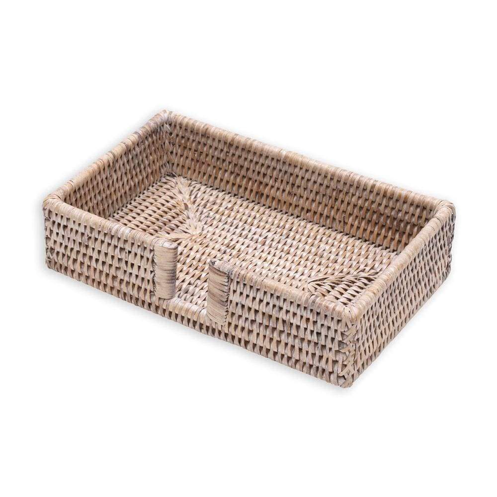 Whitewashed  Rattan Guest Towel Napkin Holder