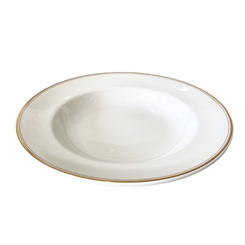 Vintage White & Gold Flat Soup Bowl