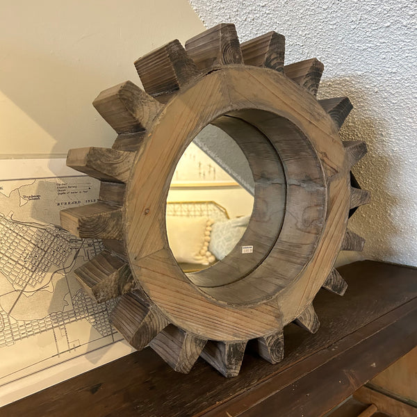 Wooden Wheel Mirror