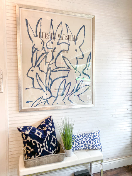 Large Parisienne Page Bunny Print - Silver Frame