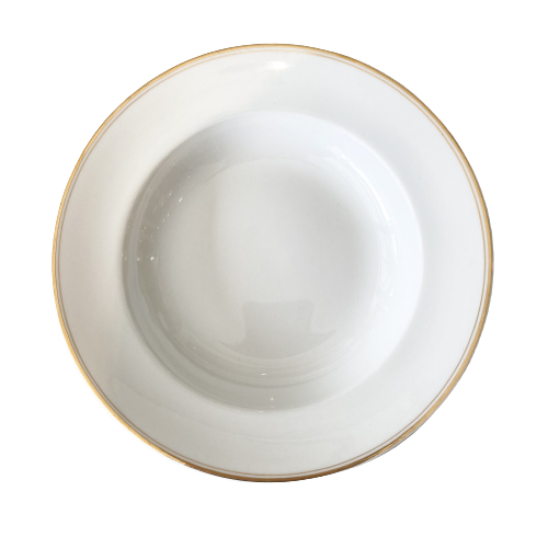 Vintage White & Gold Flat Soup Bowl