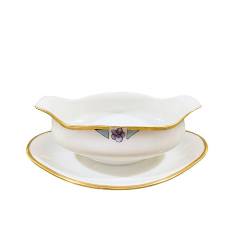 Vintage Limoges Purple Flower Gravy Boat