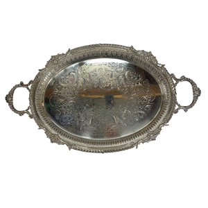 Vintage Silver Handled Oval Tray