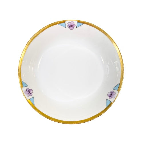 Vintage Limoges Purple Flower Soup Bowl