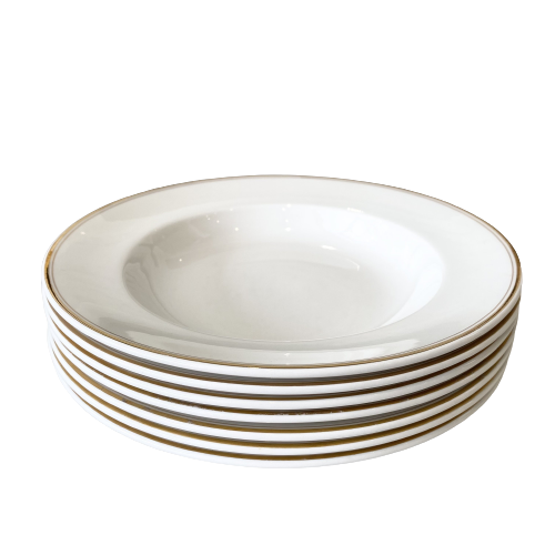 Vintage White & Gold Flat Soup Bowl