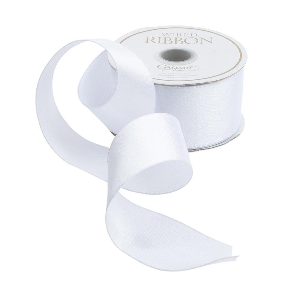 Ribbon - White Satin Wired Ribbon