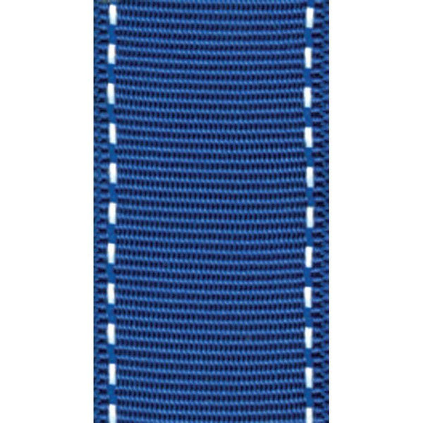 Ribbon - Marine Blue & White Grosgrain