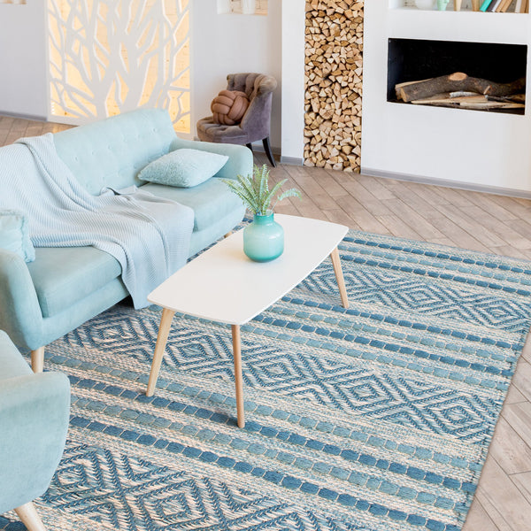 Ice Blue Dhurrie Rug