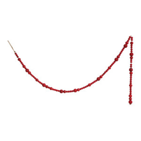 Red Paulownia Wood Bead Garland