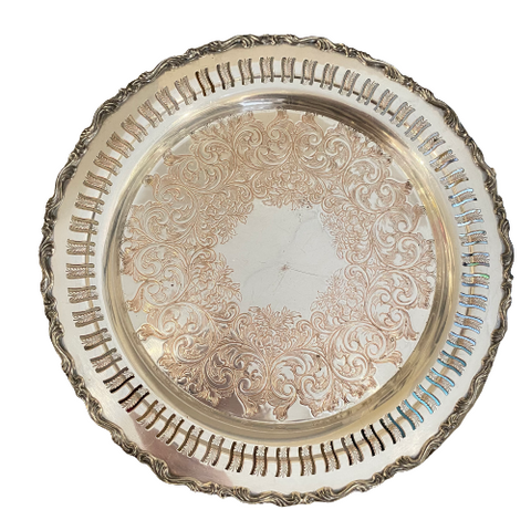 Vintage Round Silver Tray