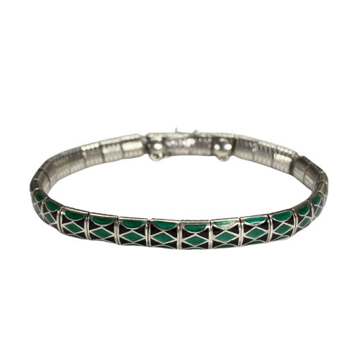 Sterling Silver Green & Black Bracelet