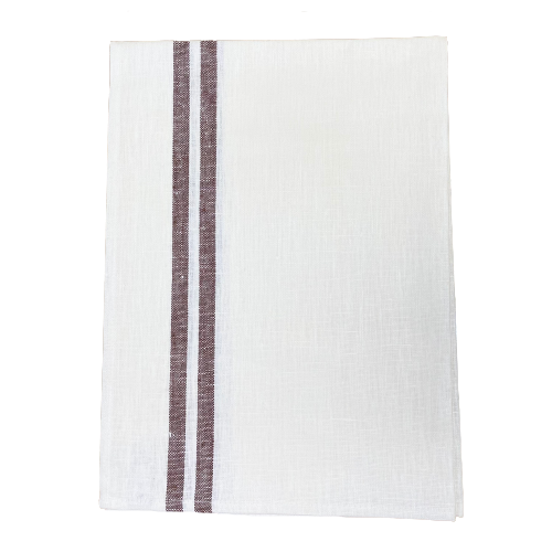 Linen Tea Towel With Chocolate Striped Border