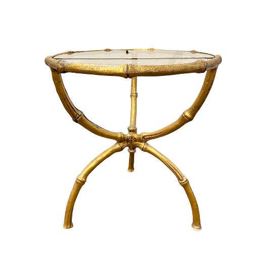 Vintage Gilt Faux Bamboo Table