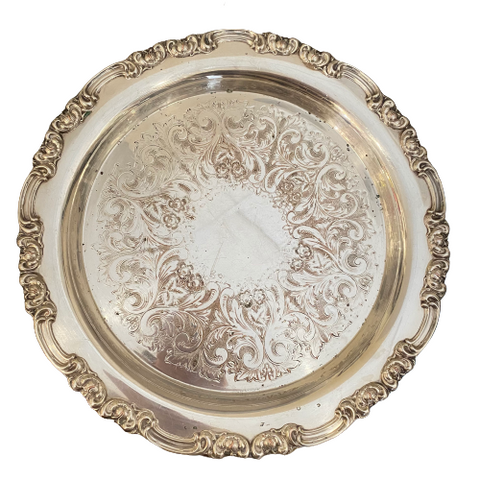Vintage Round Silver Tray