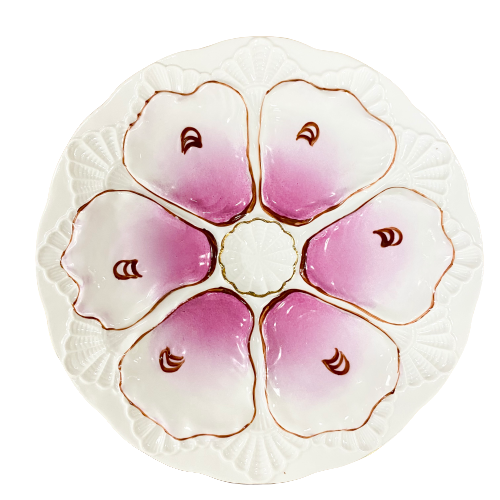 Vintage Pink & Gold Oyster Plate