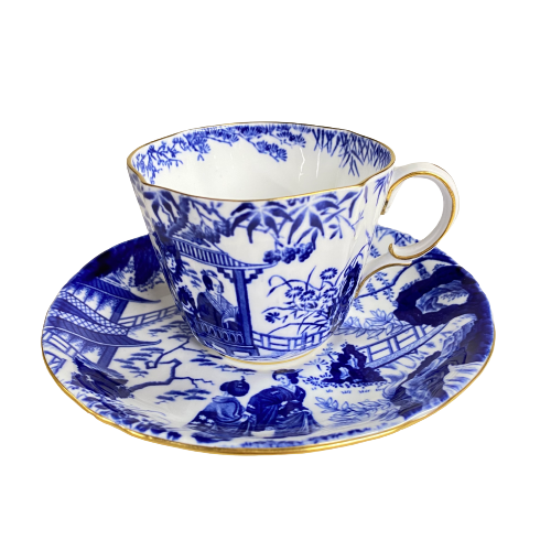 Vintage Royal Crown Derby Blue Mikado Teacup & Saucer