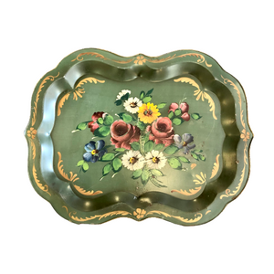 Vintage Green Floral Tray