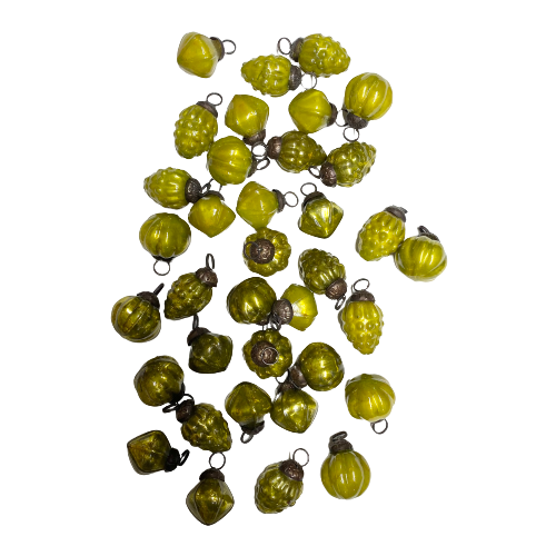 Embossed Mercury Glass Green Ornaments