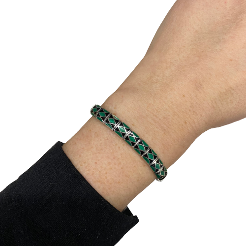 Sterling Silver Green & Black Bracelet