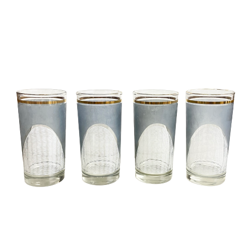 Vintage Grey, White & Gold Glasses S/4