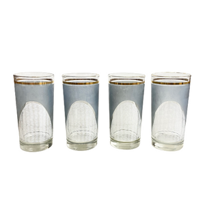 Vintage Grey, White & Gold Glasses S/4