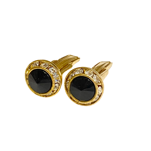 Vintage Gold, Black & Stones Cufflinks