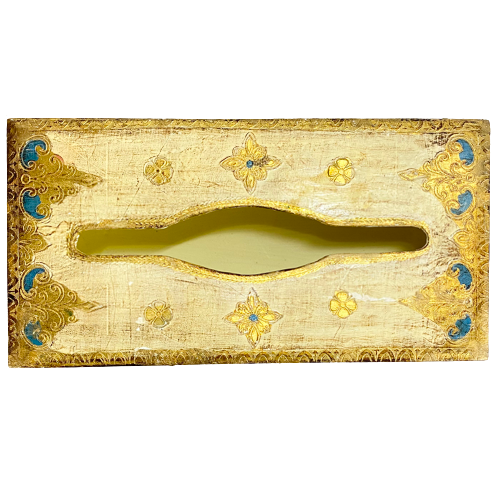 Vintage Gold & Blue Florentine Tissue Box